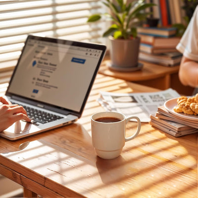 Extra Large 21 Oz Stackable Porcelain Mug Set - 6 Elegant White Coffee, Tea & Mulled Drink Cups with Handles