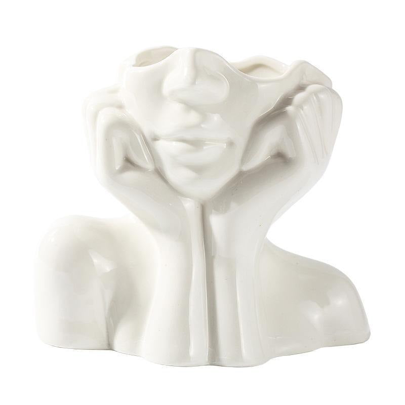Human body ceramic art vase by Cavira, Nordic sculptural figure flower vase for home decor, shelf styling, and gifting.