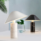 Marble stone mushroom table lamp by Cavira with black and white finish, natural stone base, ideal for bedside or living room decor