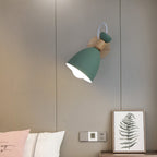 Nordic wooden wall lamp by Cavira, minimalist bedside light with iron fixture for bedroom, corridor, or restaurant decor.
