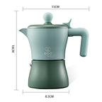 Cavira Moka Pot stovetop espresso maker in stainless steel, with a sleek design for rich Italian-style coffee brewing at home.