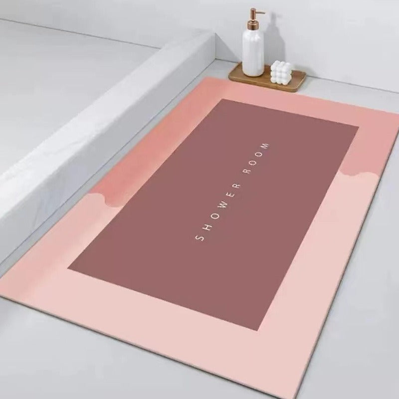 Cavira diatomite bath mat with geometric design, 40x60cm, quick-dry, non-slip bathroom floor mat for toilet and shower use