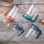 Cavira precision pour oil and condiment dispenser bottle with eagle-beak spout, transparent plastic, for oil, sauce, and vinegar.