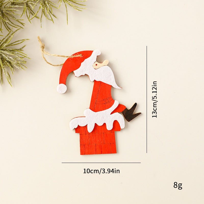 Santa Claus Wooden Ornament Christmas Tree Decoration for Holiday Atmosphere and Scene Arrangement eprolo