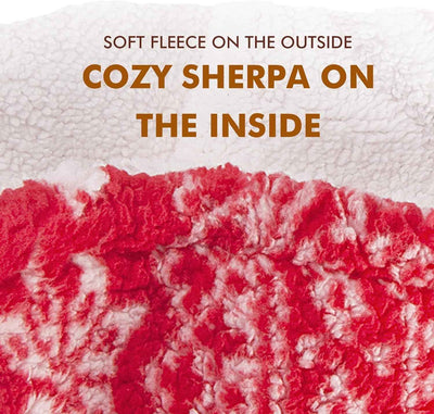 Christmas Sherpa Throw Blanket - 50" X 60" Super Soft Fluffy Snowflake Pattern in Red for Bed, Couch, and Holidays - GG store