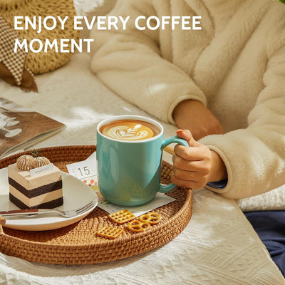 Vibrant 20Oz Porcelain Coffee Mugs Set of 6 - Perfect for Lattes, Teas & Cocoas - Microwave Safe with Big Handles!