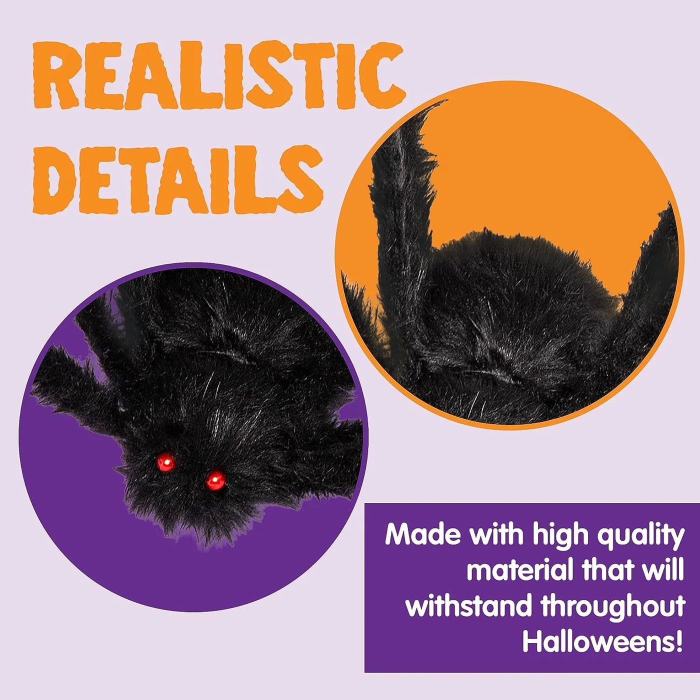 2 Pack 5 FT Scary Giant Black Spider Halloween Decorations for Outdoor Parties and Yard Decor