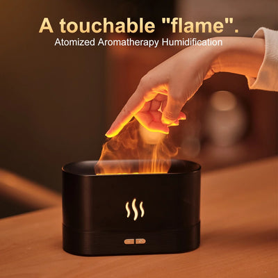 Ultrasonic Humidifier with 7 Colors Flame Lights, Essential Oil Diffuser, White - GG store