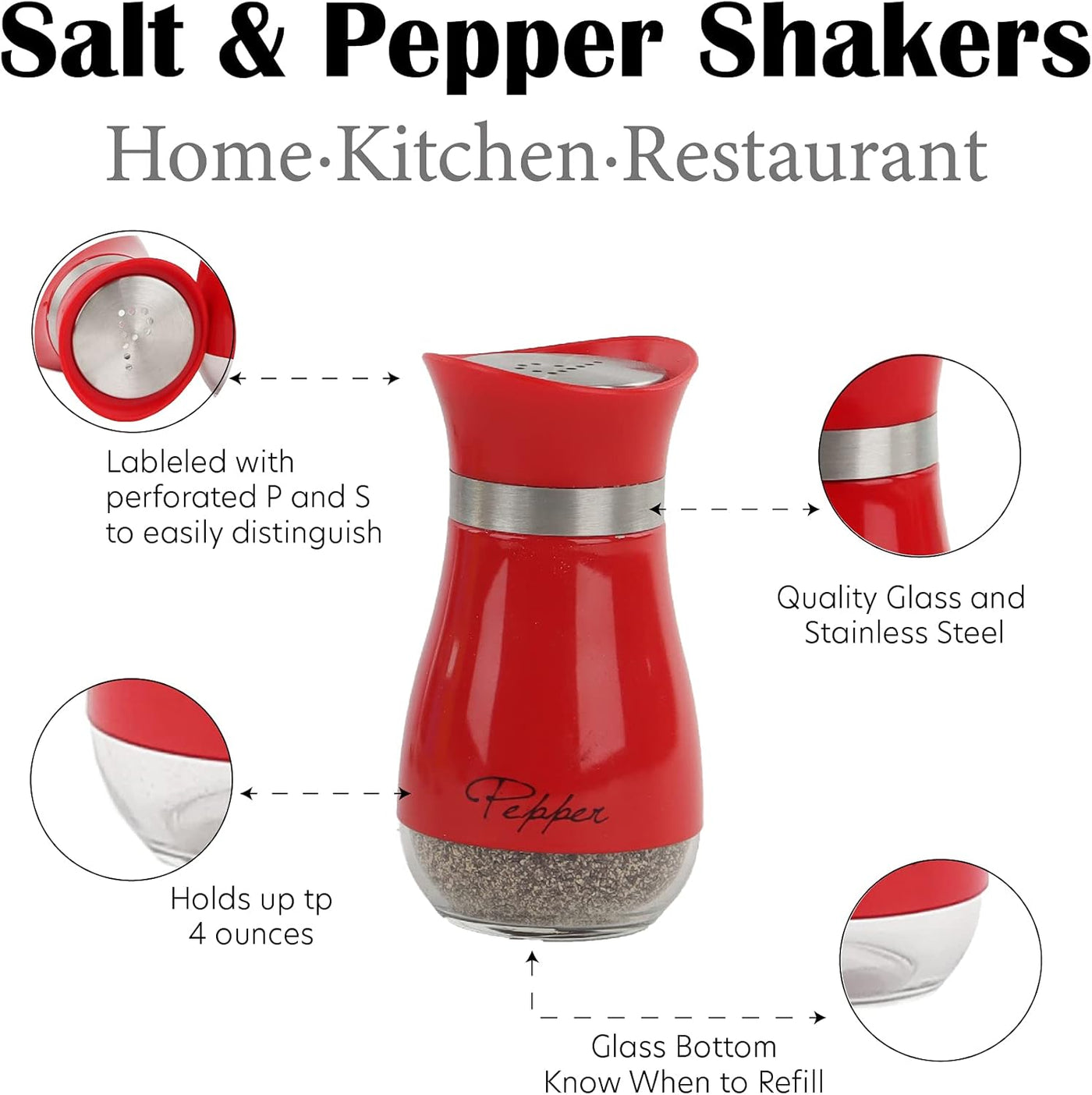Vibrant Red Salt & Pepper Shakers - Perfect for Every Table