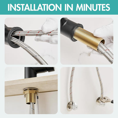 Sleek Matte Black Pull Down Kitchen Faucet with Single Handle Sprayer - Commercial Style Elegance for Your Home