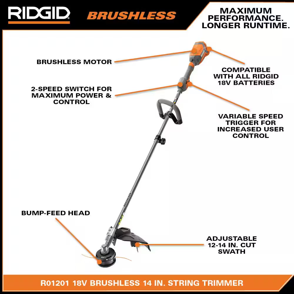 Powerful 18V Brushless Cordless String Trimmer & Hedge Trimmer Combo with 4.0 Ah Battery & Charger