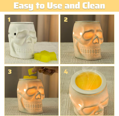 Spooky Ceramic Skull Wax Melt Warmer - Electric Scentsy Melter for Fragrant Wax Cubes