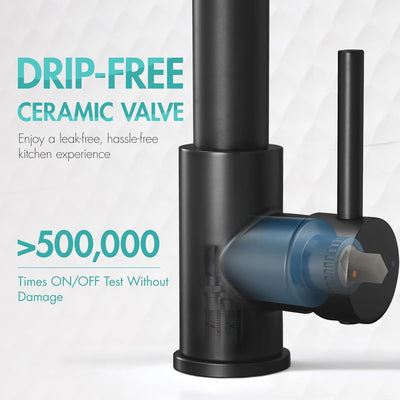 Sleek Matte Black Pull Down Kitchen Faucet with Single Handle Sprayer - Commercial Style Elegance for Your Home