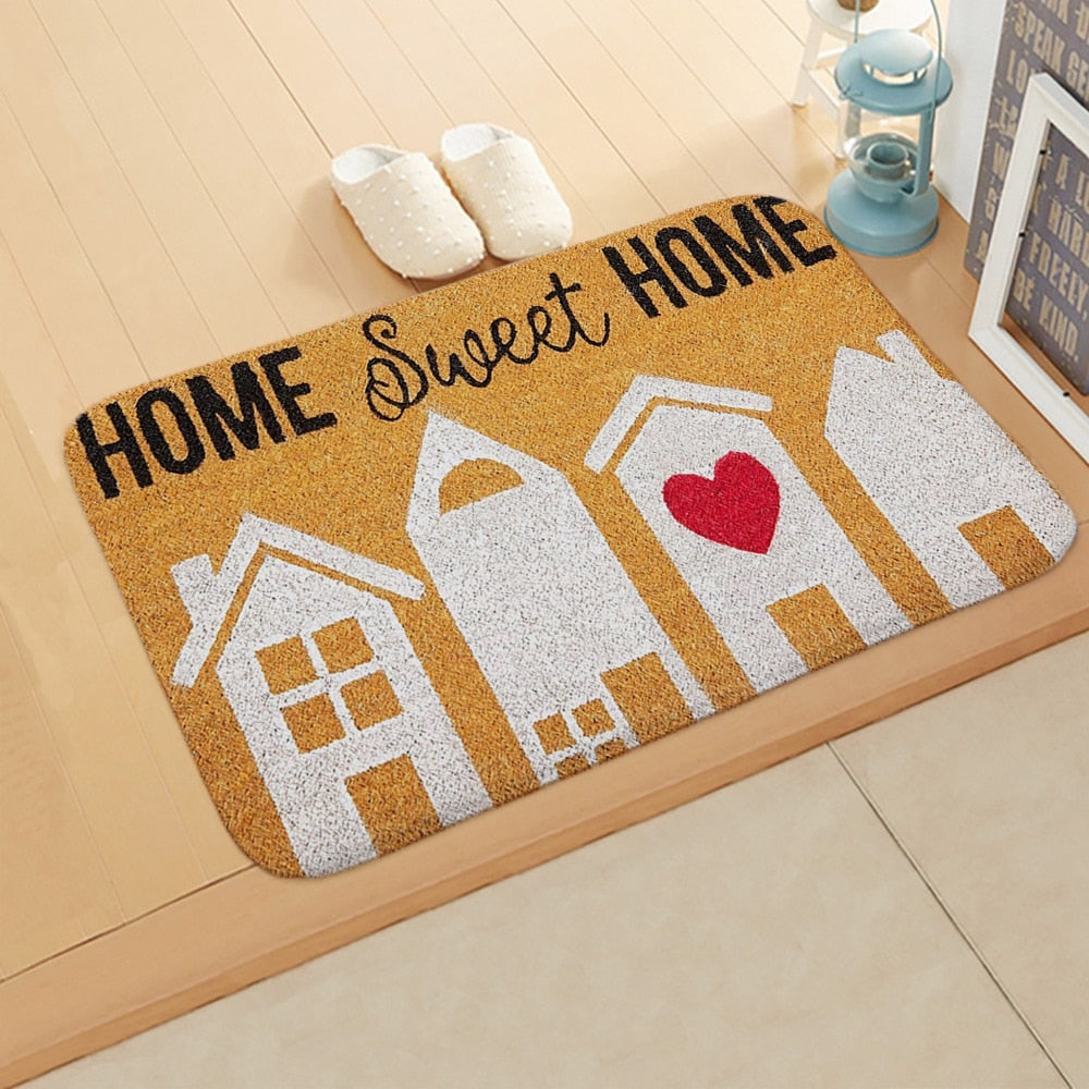 Printed Cavira flannel doormat and anti-slip floor mat with patterned design, suitable for entrance, hallway, kitchen, or bedroom.