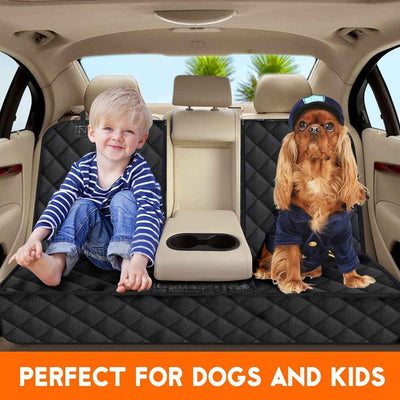 Dog Car Seat Cover, Back Seat Cover for Dogs Pet Car Seat Protector Waterproof Bench Car Seat Cover, Non-Slip Reat Seat Cover Fits Middle Armrest for Most Cars Trucks Suvs - Black - GG store