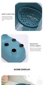 Cavira elephant-shaped drain basket in blue, used for kitchen storage, fruit, and vegetable draining, with a colorful design.