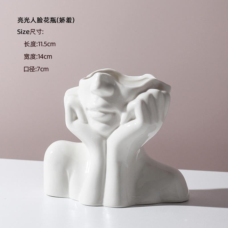 Human body ceramic art vase by Cavira, Nordic sculptural figure for flowers, home decor, shelf styling, and gifting.