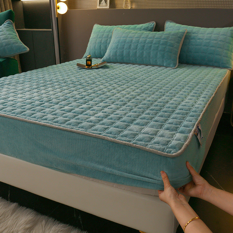 Fleece-lined Milk Fiber Quilted Fitted Sheet Single Winter Thickened