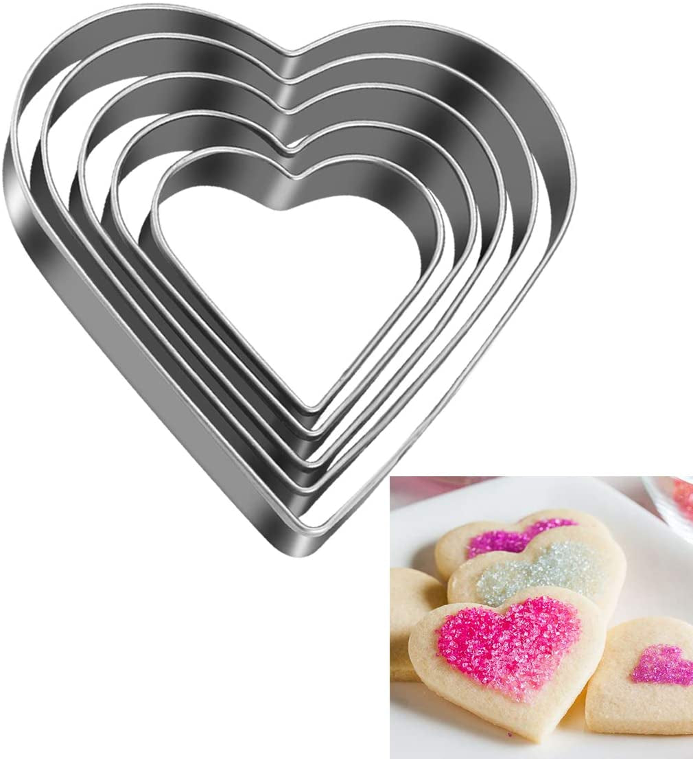 Set of 5 Love Heart Cookie Cutters – Perfect for Baking with Love!