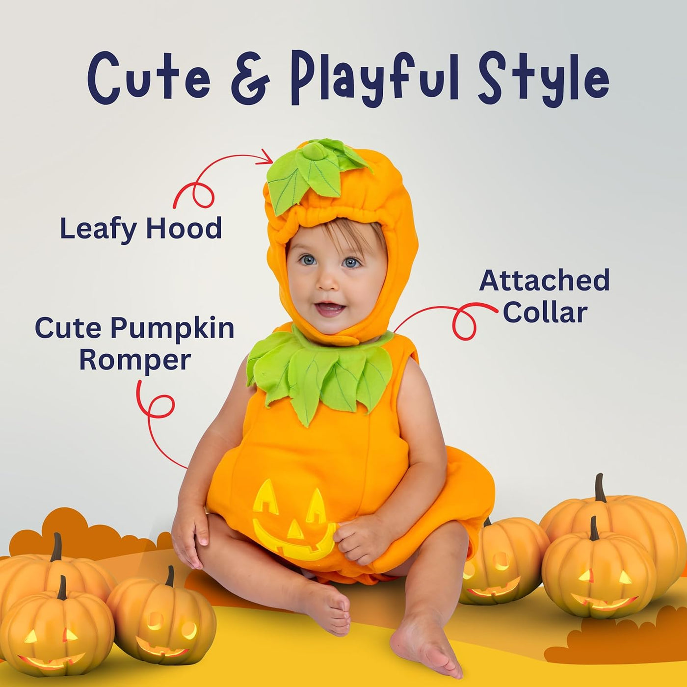 Charming Baby Pumpkin Costume – Perfect Jack-O-Lantern Outfit for Toddlers This Halloween!