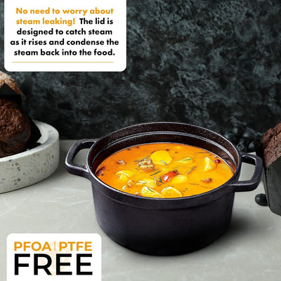 5.2 Quart Pre-Seasoned Cast Iron Dutch Oven with Lid - Versatile Skillet for Casseroles & Braising - Induction Compatible