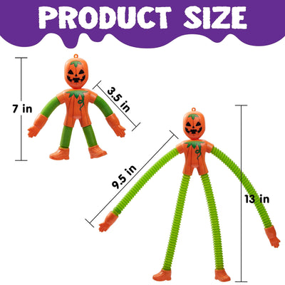Spooktacular 4-Pack Halloween Sensory Stretchy Fidget Toys - Telescopic Pop Tubes for Party Favors & Goody Bags! Perfect for Classroom Prizes!