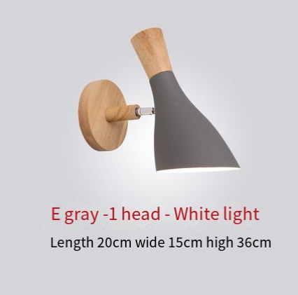 Cavira Nordic wooden iron bedside wall lamp with minimalist design, ideal for bedroom, corridor, or restaurant decor.