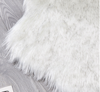 Nordic Plum Blossom plush rug by Cavira, 60cm diameter, white and grey, soft polyester floor mat for bedroom or living room.