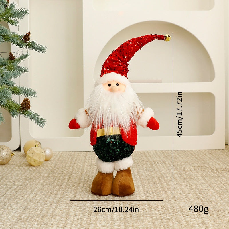 Standalone Christmas Standing Stretch Dolls, Hotel Window Display Snowman Reindeer Plush Toys Decorations