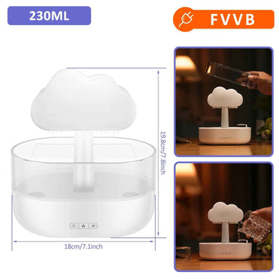 Rain Cloud Humidifier with Water Drip and Mushroom Diffuser, 200ml – 7 Color LED Cloud Humidifier with Rain Sounds for Relaxation and Sleep - GG store