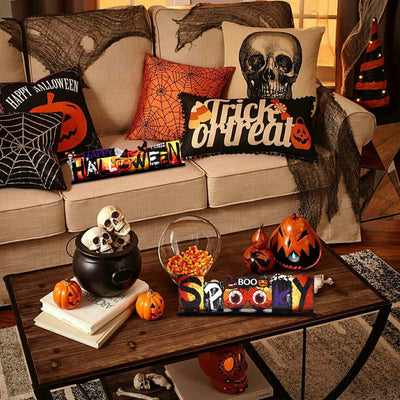 Charming Halloween Wooden Table Sign - Festive Pumpkin & Ghost Design for Spooktacular Indoor Party Decor!