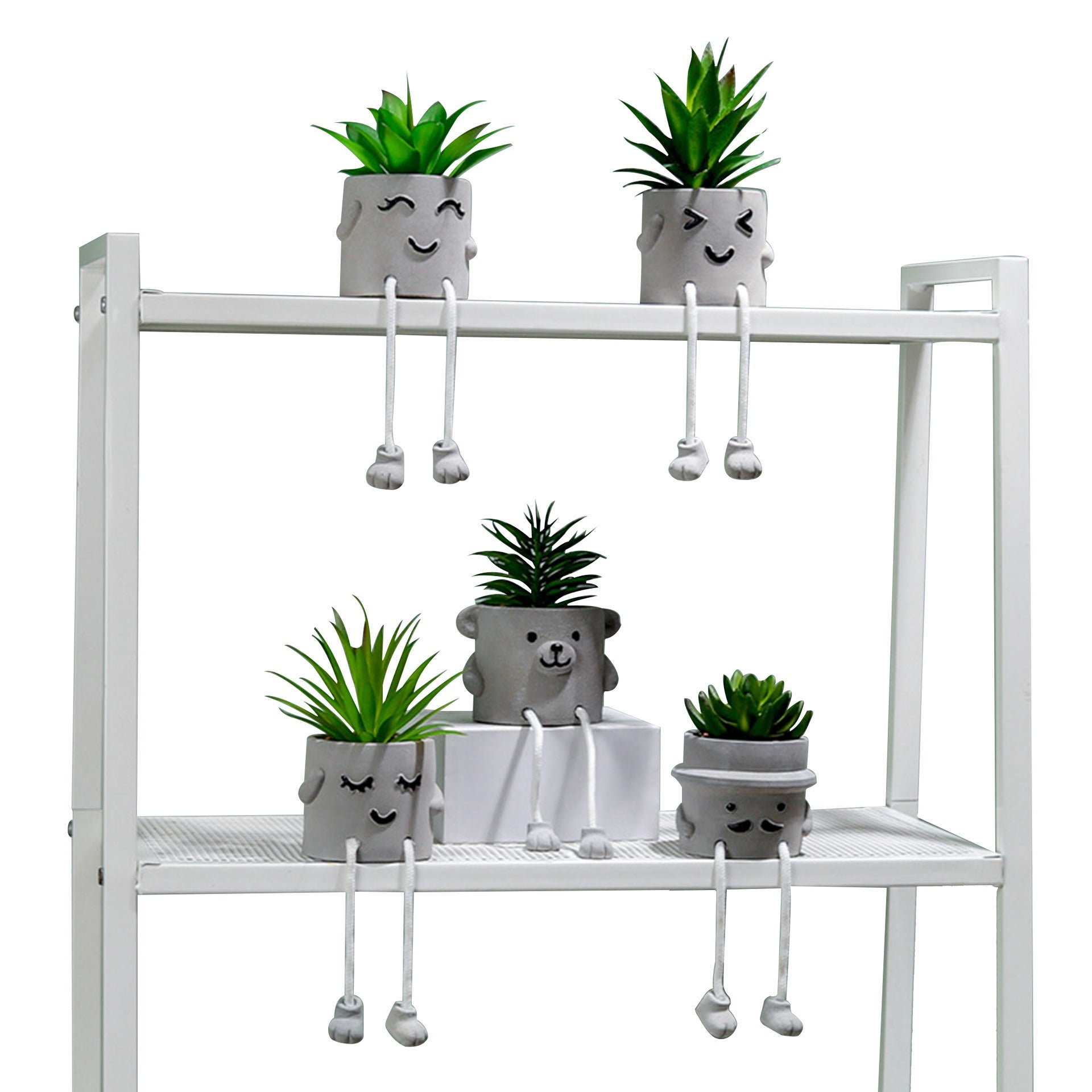 Cute novelty hanging legs succulent pot by Cavira featuring character face designs with dangling feet, in various styles like Totoro and owl.