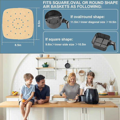 Air Fryer Parchment Paper, Air Fryer Liners, 200Pcs 8.5 Inch, Air Fryer Accessories, Perforated Parchment Paper for Air Fryer, No Burn, Easy Cleanup - GG store