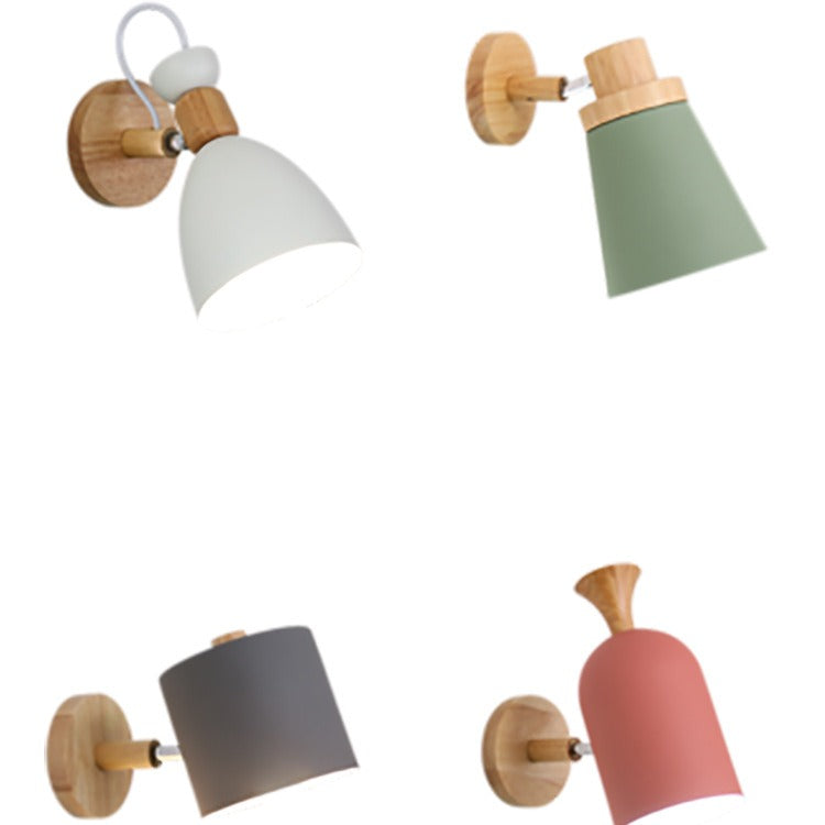 Nordic wooden wall lamp by Cavira, minimalist iron bedside light suitable for bedroom, corridor, and restaurant decor.