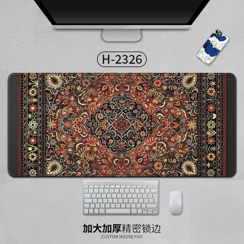 Large eprolo Persian-style mouse pad with natural rubber backing, anti-slip desk mat, ideal for office and gaming setups.