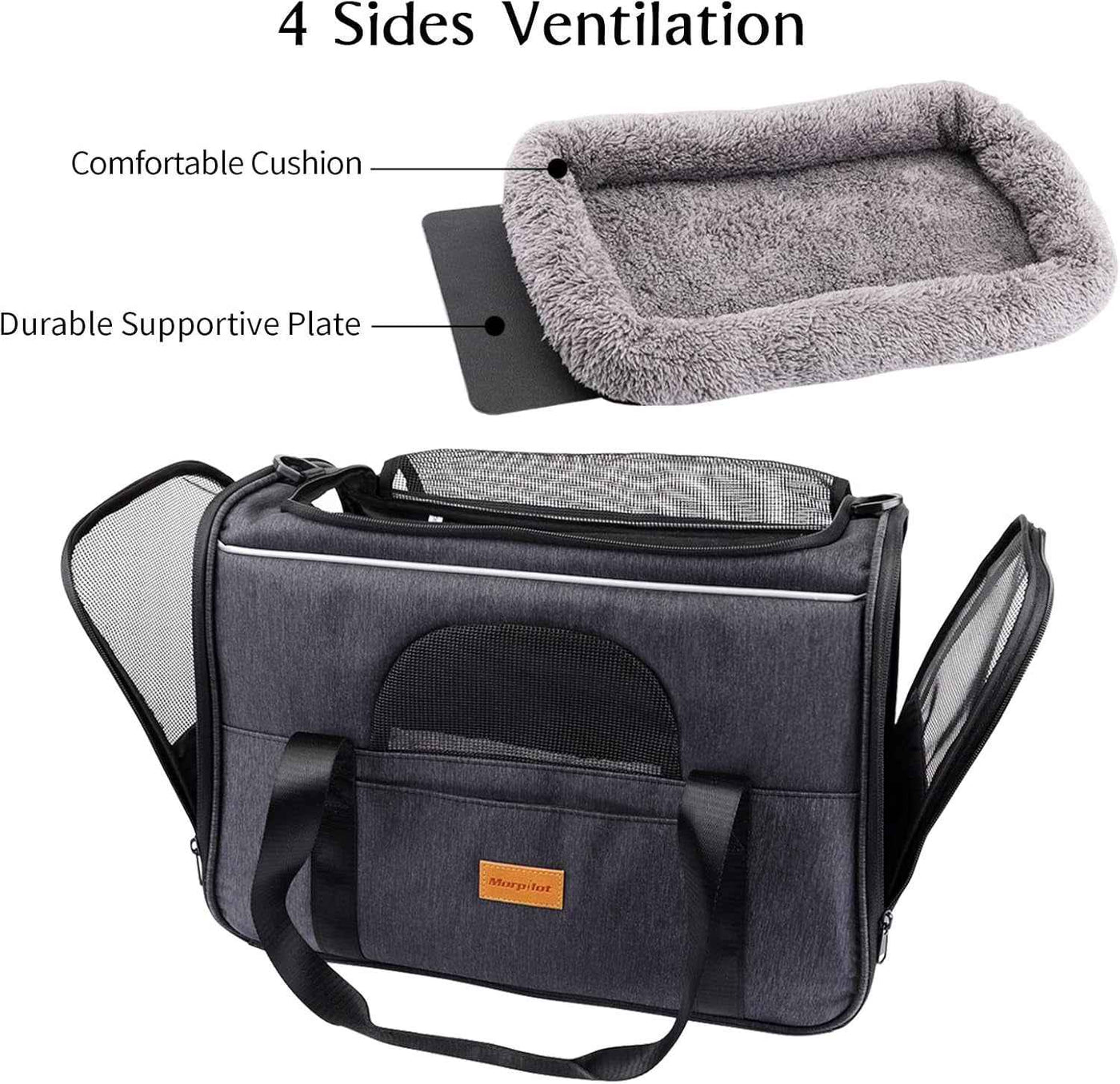Cat Carrier, Portable Pet Carrier Bag for Cats and Small Dogs, Foldable Soft Sided Cat Transport Carrier, Airline Approved Pet Travel Carrier with Shoulder Strap, Removable Mat and Pet Bowl - GG store