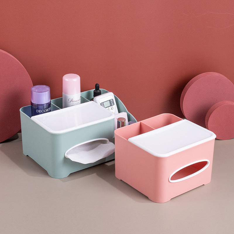 Modern Tissue & Remote Control Desktop Storage Box | PP | 2 & 5 Grid | Nordic Pink & Green | Modern Minimalist | Living Room & Bathroom | Cavira - Cavira