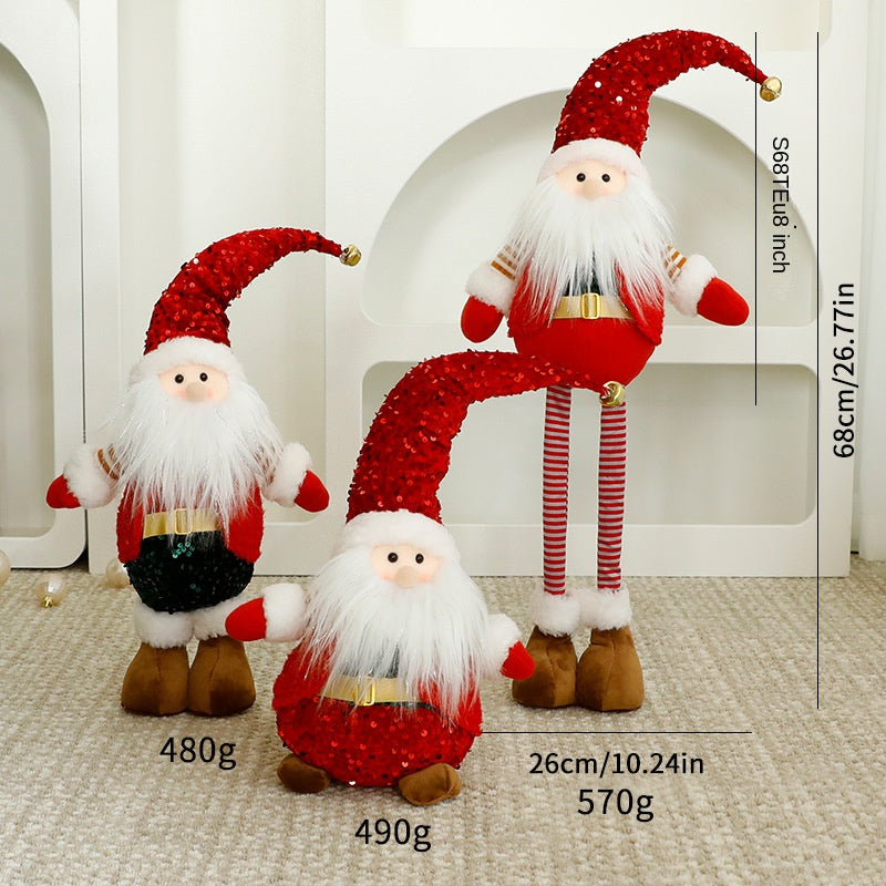 Standalone Christmas Standing Stretch Dolls, Hotel Window Display Snowman Reindeer Plush Toys Decorations