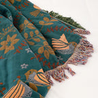 Cavira spring bird cotton gauze sofa cover in Chinese Nordic style, full coverage throw blanket for all seasons.