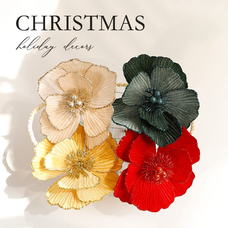 New Christmas Flower Artificial Floral Dried Flower Festival Decoration European Style Preserved Flower Ornament Christmas Tree Decor eprolo