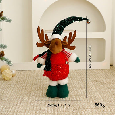 Standalone Christmas Standing Stretch Dolls, Hotel Window Display Snowman Reindeer Plush Toys Decorations