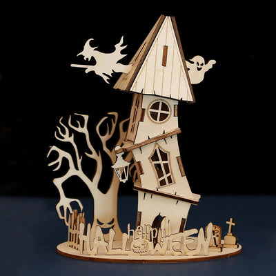 Halloween DIY House Wooden Puzzle Children's Halloween House