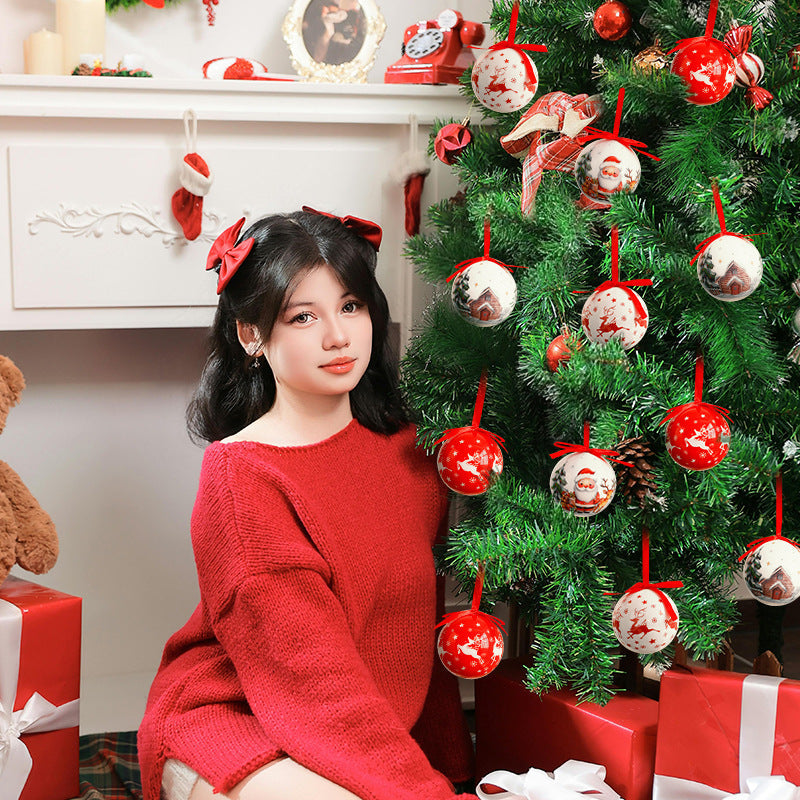 Christmas Gift Box Christmas Tree Decoration Hanging Ornaments Painted Foam Stickers Talking Christmas Ball Set