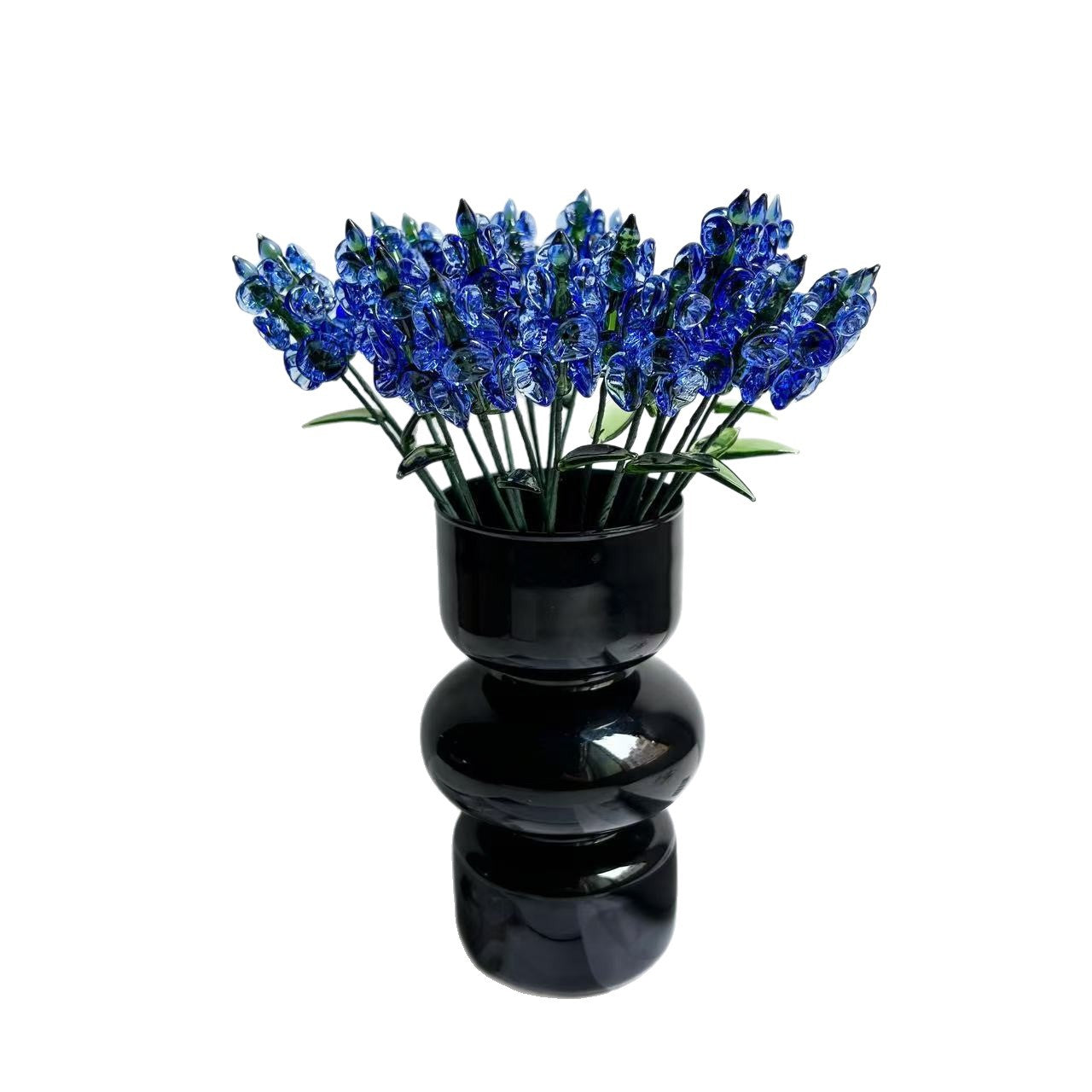 Glass Birth Flower Sculpture with Iron Wire Stem – Handmade Monthly Floral Home Décor