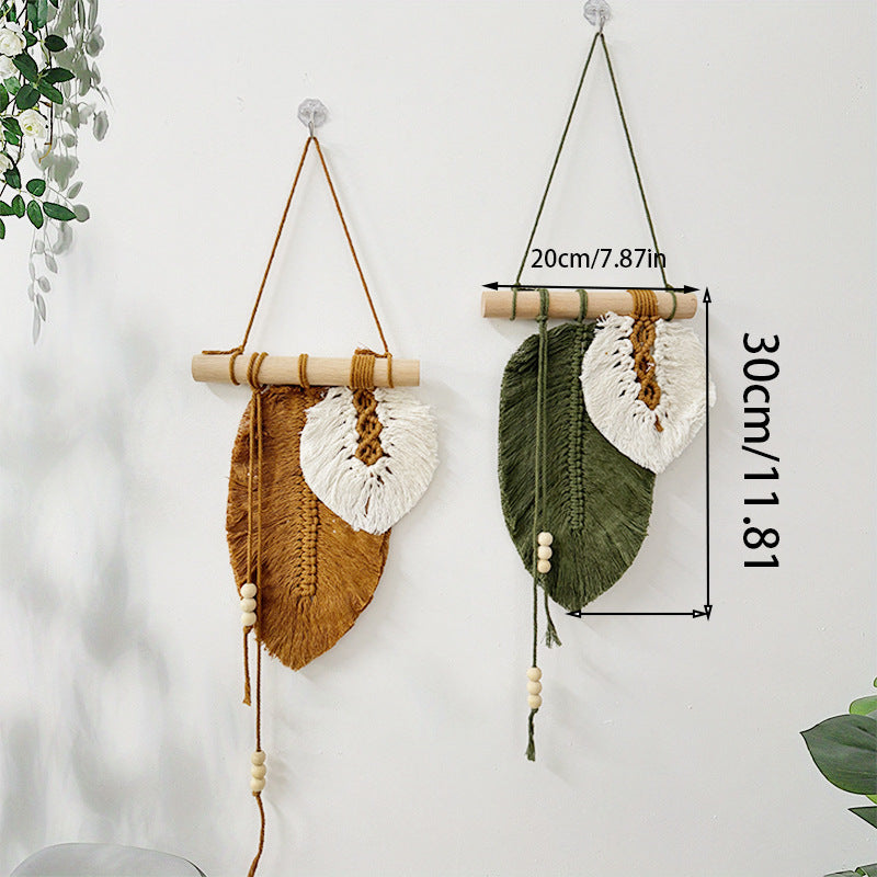 Boho Macrame Leaf Wall Hanging – Handmade Decorative Wall Art