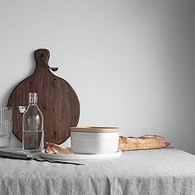Extra Large Ceramic Butter Dish with Airtight Wooden Lid - Stylish Farmhouse Kitchen Decor, Freezer Safe & Perfect for Countertop or Fridge