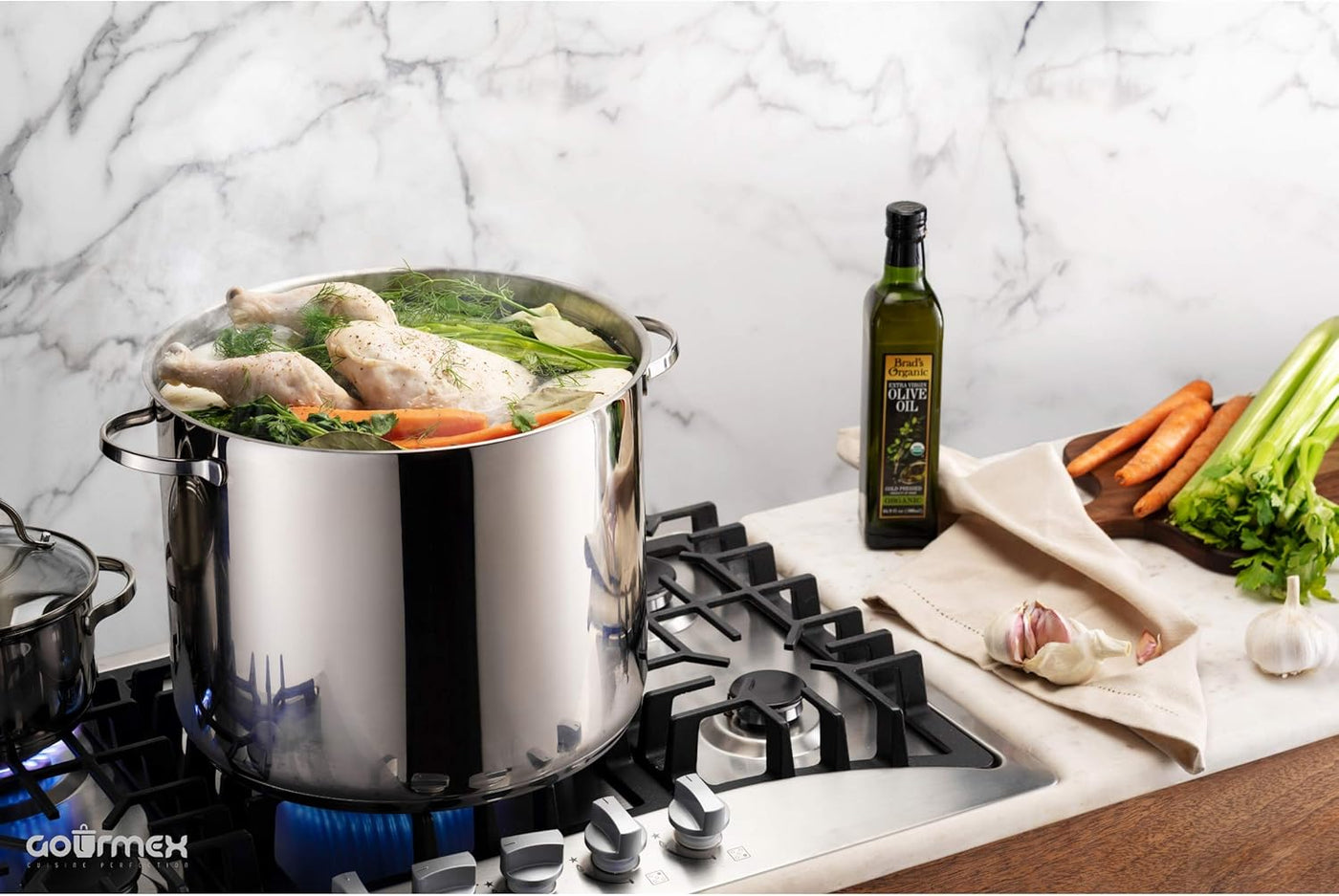 Premium 21-Quart Induction Stock Pot - Heavy-Duty Stainless Steel Soup Pot with Clear Glass Lid, Versatile for All Heat Sources, Dishwasher Safe