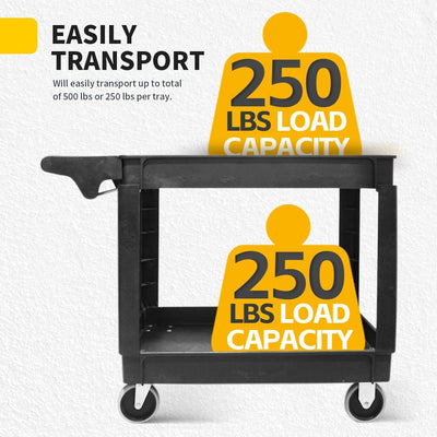 80855 500-Lb Utility Service PP Cart with Two Trays and Wheels 30 Inch X 16 Inch Overall Dimensions - GG store