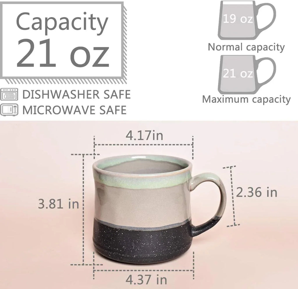 Large Matte Ceramic Coffee & Tea Mug 21oz | Modern Minimalist Drinkware | Cavira
