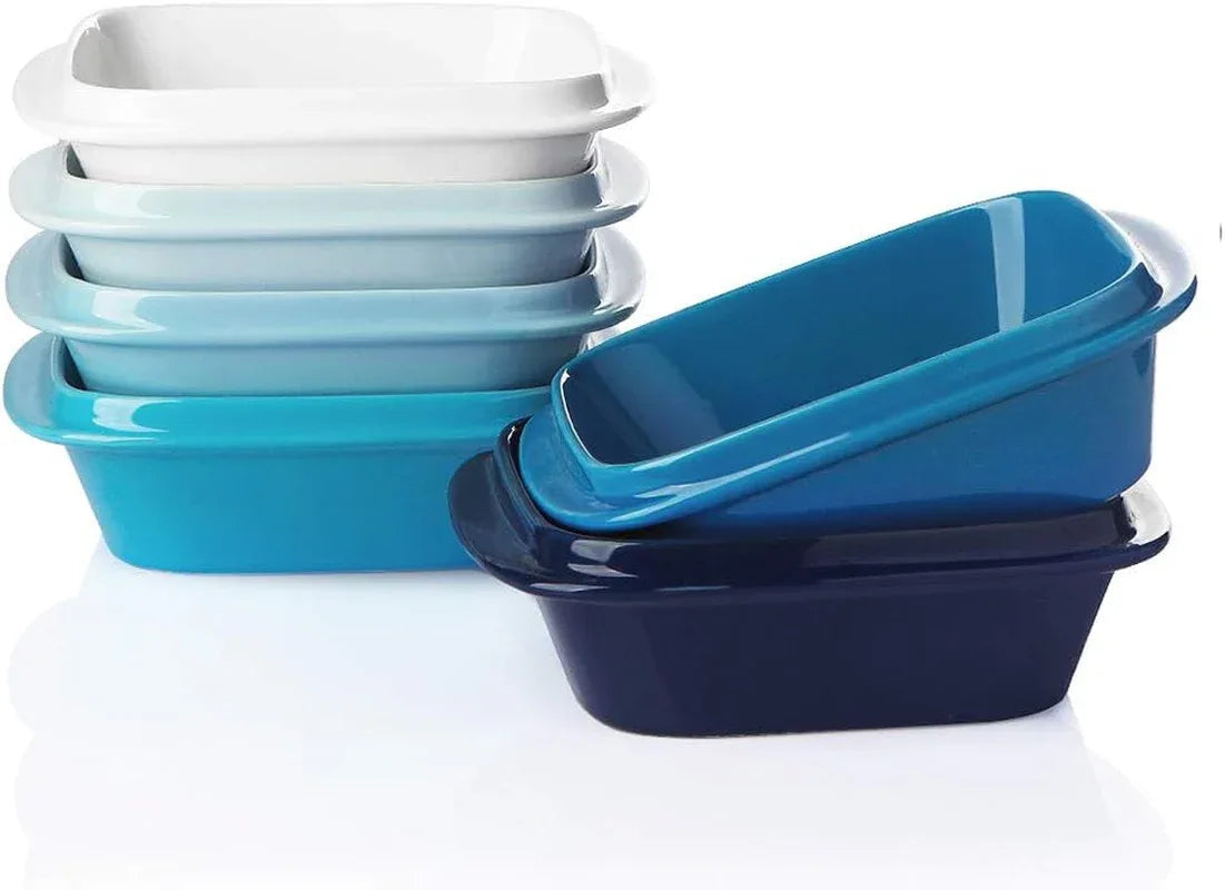 Porcelain Ramekins 10oz Set of 6 | Square with Handles | Oven Safe | Cavira
